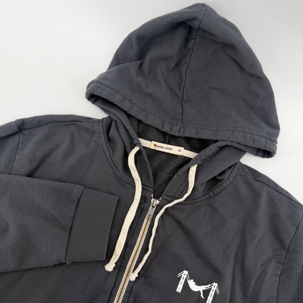 Marine Layer Zip Hoodie Mens XL Gray Cotton Tencel Modal Hammock Graphic